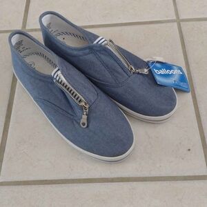 Balloons Men's Slip-On Canvas Sneakers with Front Zip - Blue